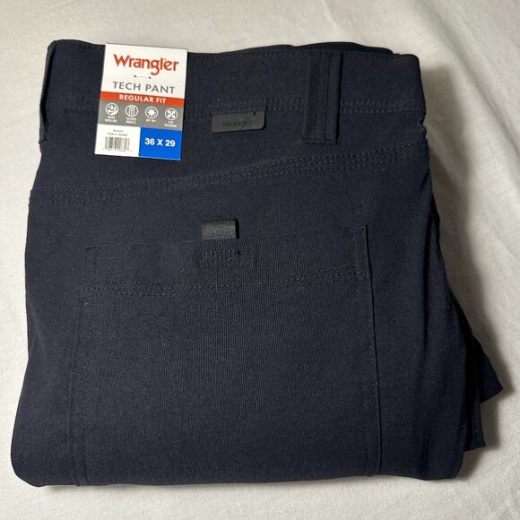 Wrangler Men's Tech Pant Size 36X29 Black Regular Fit Water Repellant Upf 50+ - Picture 16 of 16